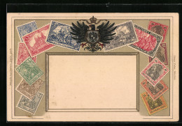 AK Deutsches Reich, Briefmarken Mit Wappenadler  - Timbres (représentations)
