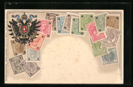 AK Briefmarken Und Wappen Österreichs  - Briefmarken (Abbildungen)