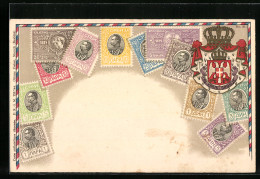 AK Carte Philatélique, Bulgaria, Bulgarische Briefmarken Mit Wappen  - Timbres (représentations)