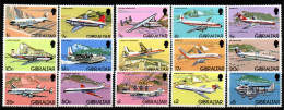 Gibraltar 1982 - Mi.Nr. 432 - 446 - Postfrisch MNH - Flugzeuge Airplanes - Airplanes