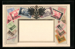 AK Deutsche Kolonien, Briefmarken Marocco Mit Adler  - Timbres (représentations)