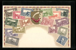 AK Bosnien-Herzegowina, Briefmarken Und Wappen  - Sellos (representaciones)