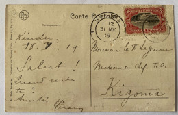 !!! CONGO, CPA DE 1919 AU DÉPART DE KINDU POUR KIGOMA, CACHET ÉCHOPPÉ. - Lettres & Documents