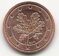 2 Cent, 2011, Prägestätte (J) Vz, Sehr Gut Erhaltene Umlaufmünzen - Alemania