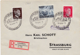 37228# LETTRE RECOMMANDEE Obl LÜTZLEBURG KANAL WESTMARK IN DEN LOTHRINGISCHEN VOGESEN 4 Avril 1944 LUTZELBOURG MOSELLE - Briefe U. Dokumente