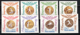 Romania 1964 Olympic Games Tokyo, Boxing, Wrestling, Athletics Etc. Set Of 8 Imperf. MNH - Sommer 1964: Tokio