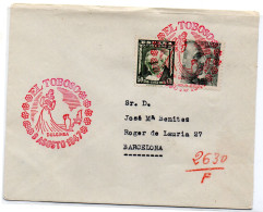 Carta Con Matasellos En Rojo El Toboso De 1947 - Storia Postale