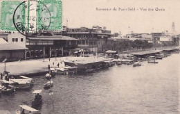 SOUVENIR DE PORT SAID                       VUE DES QUAIS   + TIMBRES - Puerto Saíd