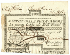 38 SCUDI CEDOLA SACRO MONTE DELLA PIETÀ DI ROMA 22/09/1795 BB/BB+ - Sonstige & Ohne Zuordnung