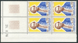 TAAF - N°63  - 70C JAMES COOK - BLOC DE 4 - COIN DATE 25.8.76 - Unused Stamps