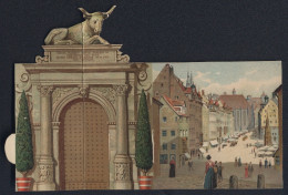 Mechanische-AK Nürnberg, Blick Auf Den Marktplatz, Herrschaftliches Portal Mit Mechanischer Rinderstatue, Pop-Up  - Met Mechanische Systemen