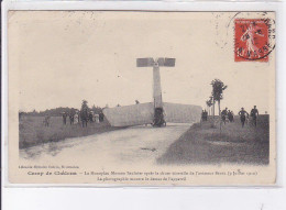 CAMP DE CHALONS: Monoplan Morane Saulnier Après Chute Mortelle Aviateur Bedel 1912 Photographe Sur Appareil - état - Camp De Châlons - Mourmelon