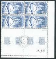 TAAF - N°130  - AEROGENERATEUR - 4 BLOCS DE 4 - COINS DATES 28.8.87 OBLITERES EN MARGE - Usados