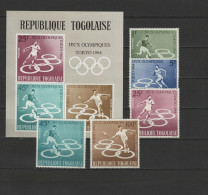 Togo 1964 Olympic Games Tokyo, Athletics, Football Soccer, Tennis Set Of 5 + S/s MNH - Verano 1964: Tokio