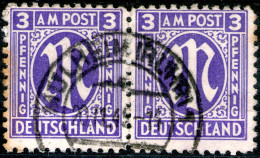 Germany,Bizone,paar Of 3 Pf.,cancel,as Scan - Lettres & Documents