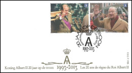 FDC (4350/4351 - BL208) - Roi Albert II 20 Ans De Règne / Koning Albert II, 20 Jaar Op De Troon - 2011-2014