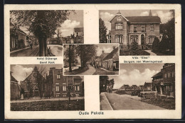 AK Oude Pekela, Hotel Dijkenga, Villa Elsa, Geref. Kerk  - Andere & Zonder Classificatie