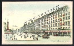 Lithographie Brüssel / Bruxelles, Hotel Metropole, Gare Du Nord  - Brussel (Stad)