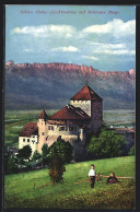 AK Vaduz, Schloss Vaduz Mit Schweizer Berge  - Liechtenstein