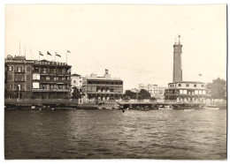 Photo Photographe Inconnu,  Vue De Port Said / Ägypten, Le Port-Promenade Avec Phare, Deutsches Kohlen-Depot  - Plaatsen