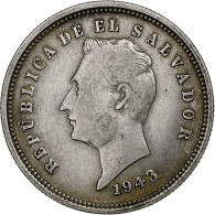 Salvador, 25 Centavos, 1943, San Francisco, Argent, TB+, KM:136 - El Salvador