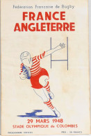 RARE Programme Du MATCH De RUGBY - FRANCE / ANGLETERRE - Au Stade Olympique De Colombes Le 29 Mars 1948 - BE - Rugby