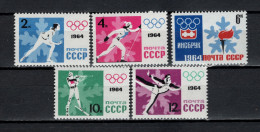 USSR Russia 1964 Olympic Games Innsbruck Set Of 5 MNH - Winter 1964: Innsbruck