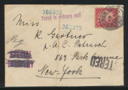 USA Flugpost Brief 20 Cent New York Mit 9 Stempeln Sehr Speziell - Storia Postale