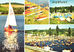 PIESTANY, MULTIPLE VIEWS, ARCHITECTURE, RESORT, POOL, BOAT, TENT, SURF, SLOVAKIA, POSTCARD - Slovakia