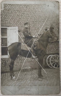 Armée Belge WW1 Artilleur à Cheval CP Photo Datée 1915 Nom Au Verso - Weltkrieg 1914-18