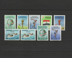 Yemen Arab Republic 1964 Olympic Games Tokyo, Athletics, Swimming Set Of 9 Imperf. MNH -scarce- - Verano 1964: Tokio