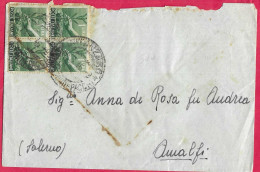 QUARTINA DEMOCRATICA LIRE 1 SU BUSTA DA CATANZARO *15.8.49* PER AMALFI - 1946-60: Poststempel