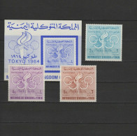 Yemen Kingdom 1964 Olympic Games Tokyo Set Of 3 + S/s MNH - Summer 1964: Tokyo