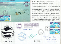 29e Expedition - 2 Documents - CP THALA DAN Terre Adélie Tampon OMM Programme ARGOS - LR Dumont D'Urville CàD1/1/79 - Covers & Documents