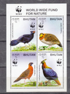 BHUTAN, 2003,  Endangered Species - Birds,  MS,  MNH, (**) - Bhoutan