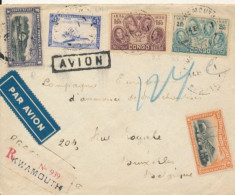 BELGIAN CONGO REGISTERED AIR COVER FRROM KWAMOUTH 1937 TO BRUSSELS - Covers & Documents