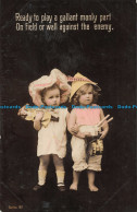 R116285 Ready To Play A Gallant Manly Part. Two Little Girls. 1910 - Wereld
