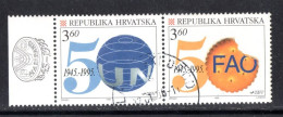 Croatia, 1995, Michel 347 - 348, Used, 50th Anniversary Of UN And FAO, Pair - Croatia