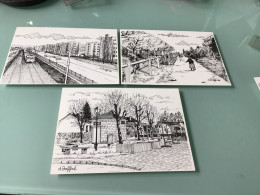 Les  CLAYES-sous-BOIS. Illustrateur JAFFRÉ . 5 Cartes Postales - Les Clayes Sous Bois