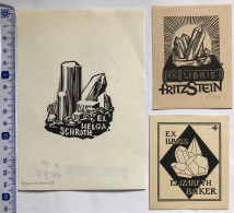 Lot 3 Ex-libris. Mineralogie Minéral Cristal Roche Prisme Quartz. Lot 3 Exlibris. Mineralogy Mineral Rock Crystal Prism - Bookplates