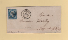 Monsol - 68 - Rhone - 1862 - Pc 2045 - Courrier De Aigueperse - 1849-1876: Période Classique