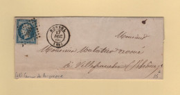 Monsol - 68 - Rhone - 1860 - Pc 2045 - Courrier De Aigueperse - 1849-1876: Période Classique