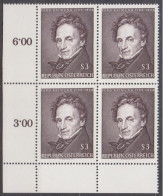 1965 , Mi 1183 (1) -  4er Block Postfrisch - 175. Geburtstag Von Ferdinand Raimund - Unused Stamps