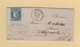 Monsol - 68 - Rhone - 1873 - GC 2411 - Courrier De Saint Igny De Vers - 1849-1876: Période Classique