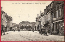 CPA 68 COLMAR Haut-Rhin - Route De Neuf-Brisach Et Place Du Saumon (commerces - Automobile) ° Edition Wibeco - Colmar