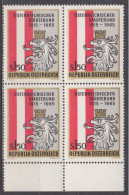 1965 , Mi 1196 (4) -  4er Block Postfrisch - 50 Jahre Österreichischer Städtebund - Nuevos