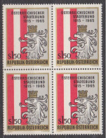 1965 , Mi 1196 (5) -  4er Block Postfrisch - 50 Jahre Österreichischer Städtebund - Nuevos