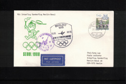 Switzerland 1988 Olympic Games Seoul-Interflug Special Flight Berlin-Seoul To Olympic Games - Ete 1988: Séoul