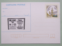 ITALIA 1982, Manifestazione Filatelica Esposizione Mondiale FIP, Milano, Cart.post.200 Lire - Briefmarkenausstellungen