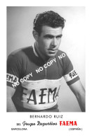 PHOTO CYCLISME REENFORCE GRAND QUALITÉ ( NO CARTE ), BERNARDO RUIZ TEAM FAEMA 1957 - Ciclismo